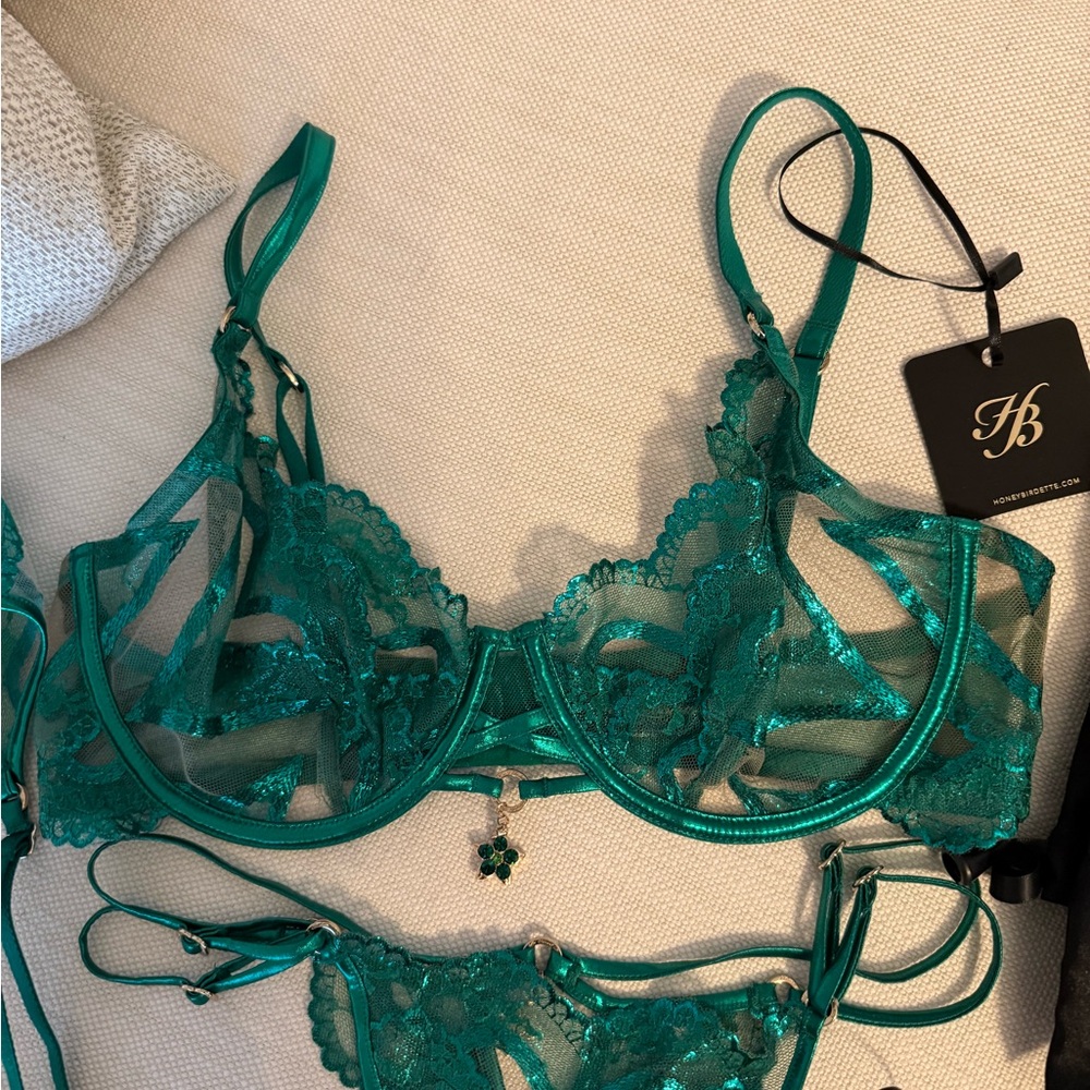 Honey Birdette Green Lingerie Set - Picture 7 of 12